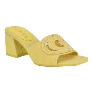 GUESS Women’s Galsee Quattro-G Cutout Block Heel Slide Sandals Yellow Size 9